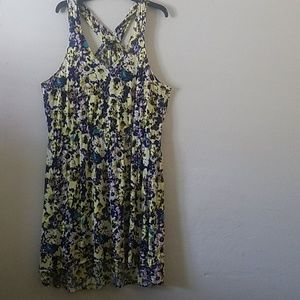 Multi colored shift dress with elastic waist.